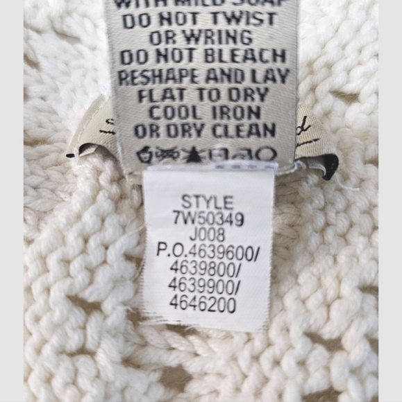 Lucky Brand Open Knit Cardigan Sweater Medium Cream Beige Southwest Boho Chunky - Picture 5 of 11